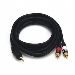 Grainger A/V Cable 3.5mm(M)/2 RCA(M) 6ft
