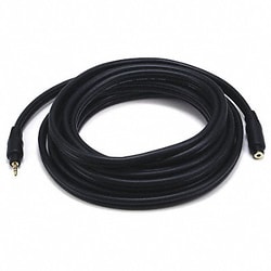 Grainger A/V Cable 3.5mm M/F Ext Cble Blk 15ft
