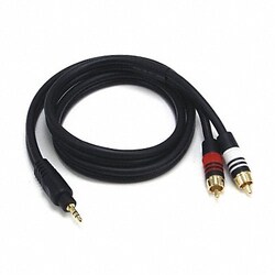 Grainger A/V Cable 3.5mm(M)/2 RCA(M) 3ft