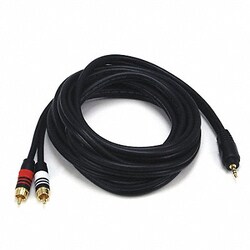 Grainger&nbsp;A/V Cable 3.5mm(M)/2 RCA(M) 10ft