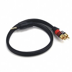 Grainger A/V Cable 3.5mm(M)/2 RCA(M) 1.5ft