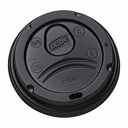 Grainger Disp Hot Cup Lid 10oz-20 oz Black PK1000