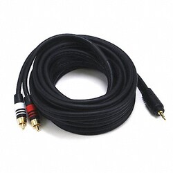 Grainger&nbsp;A/V Cable 3.5mm(M)/2 RCA(M) 15ft