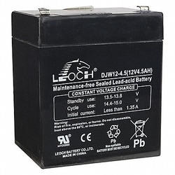 Grainger Sealed Lead Acid Battery 12VDC 4.5Ah