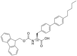 STA PHARMACEUTICAL US LLC&nbsp;(S)-2-((((9H-fluoren-9-yl)methoxy)carbonyl)amino)-3-(4'-pentyl-[1,1'-biphenyl]-4-yl)propanoic acid | 25 g | InChIKey FHZTWKKNQJSFHQ-XIFFEERXSA-N | MW 533.668