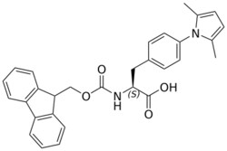 STA PHARMACEUTICAL US LLC&nbsp;(S)-2-((((9H-fluoren-9-yl)methoxy)carbonyl)amino)-3-(4-(2,5-dimethyl-1H-pyrrol-1-yl)phenyl)propanoic acid | 25 g | InChIKey JPAWNPXOKUBUNU-NDEPHWFRSA-N | MW 480.564