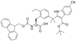 STA PHARMACEUTICAL US LLC&nbsp;(S)-2-((((9H-fluoren-9-yl)methoxy)carbonyl)amino)-3-(5-(2-(3-(tert-butoxycarbonyl)-6-cyano-1H-indol-2-yl)propan-2-yl)-2-ethylphenyl)propanoic acid | 100 g | InChIKey LNZSTTSNPGOEPO-BHVANESWSA-N | MW 697.832