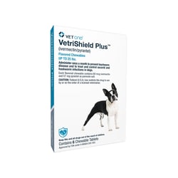 Med Vet International Vetrishield Plus Flavored Chewables For Dogs, Up To 25 Pounds, Blue Label, 6 Dose