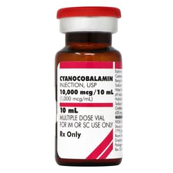 Med Vet International&nbsp;Vitamin B12 Injection, 1000mcg, 10mL, Cycanocobalamin, 10 Vials