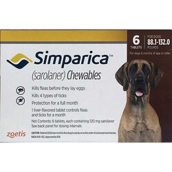 Med Vet International&nbsp;Simparica Chewables For Dogs 88.1 To 132 Pounds, Brown Label (6 Dose X 10)