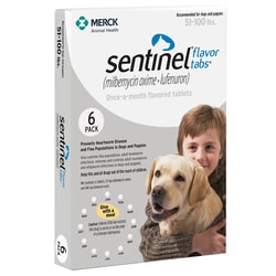 Med Vet International Sentinel White, 51-100 Lbs., 6 Monthly Doses, Quantity: