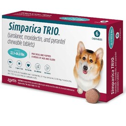 Med Vet International&nbsp;Simparica Trio Chewable Tablets For Dogs 22.1 To 44 Pounds, Blue Label (6 Dose X 10)