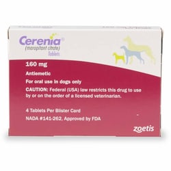 Med Vet International&nbsp;Cerenia (Marpitant Citrate) Antiemetic Tablets For Dogs 160mg, 20 Count