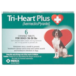 Med Vet International Merck, Tri-Hart Plus Green, 26-50Lb, 136mcg, Chew Tablets, 60 Dose