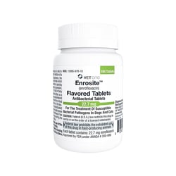 Med Vet International&nbsp;Enrosite (Enrofloxacin) Flavored Tablets, Antibacterial, 22.7mg, 100 Count