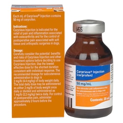Med Vet International Levafen, Carprofen inj, 50mg, (Rx)20mL, PIV, Ea