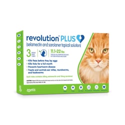 Med Vet International&nbsp;Zoetis Revolution Plus For Cats 11.1-22Lb, Green Label, (3 Dose)