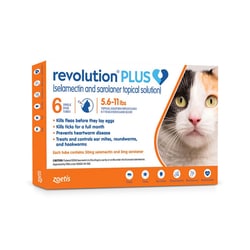 Med Vet International Zoetis, Revolution Plus, For Cats, 5.6-11Lb, Orange