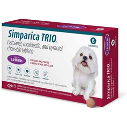 Med Vet International&nbsp;Simparica Trio Chewable Tablets For Dogs 5.6 To 11 Pounds, Purple Label (6 Dose X 10)