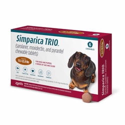Med Vet International&nbsp;Simparica Trio Chewable Tablets For Dogs 11.1 To 22 Pounds, Caramel Label (6 Dose X 10)