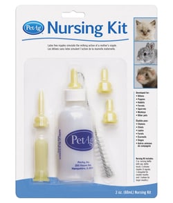Med Vet International Nursing Bottle Kit 2oz Bottle, Cap, 2 Nipples And Brush
