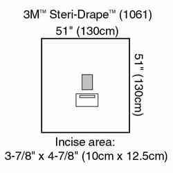 Med Vet International Eent Drape 3M Steri-Drape Medium Drape With Incise And Pouch 51 W X 51 L inch Sterile, 1061, 40/Case