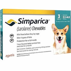 Med Vet International&nbsp;Simparica Chewables For Dogs 22.1 To 44 Pounds, Blue Label (3 Dose X 10)
