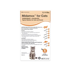 Med Vet International&nbsp;Midamox For Cats, 5.1 To 9 Pounds, Orange Label, 6 Dose