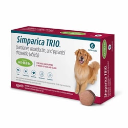 Med Vet International&nbsp;Simparica Trio Chewable Tablets For Dogs 44.1 To 88 Pounds, Green Label (6 Dose X 10)