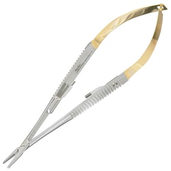 Med Vet International&nbsp;Miltex Castroviejo Needle Holder, Straight, Serrated Jaws w/Lock, Tungsten, 5.5in, German, 18-1828A-Tc