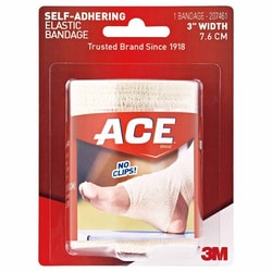 Med Vet International Elastic Bandage 3M Ace 3 inch Width X 5.3 Foot Self-Adherent Closure Tan Nonsterile Standard Compression, 207461, 3/Box