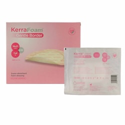 Med Vet International Foam Dressing Kerrafoam Gentle Border 7 X 8 inch With Border Film Backing Silicone Adhesive Oval Sterile, Cwl1135, Each