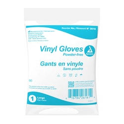 Med Vet International Dynarex Vinyl Exam Gloves in A Bag, Large, Powder-Free, Clear, 500 Pairs/Case