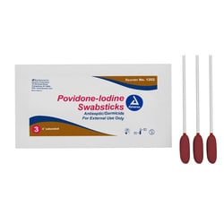 Med Vet International Dynarex Povidone Iodine Swabsticks, 3 Swabsticks Per Packet, 250/Case