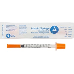Med Vet International Dynarex insulin Syringe, Individually Wrapped, 27g, 1/2