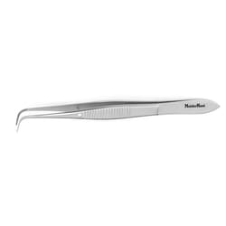 Med Vet International&nbsp;Miltex Meisterhand Eye Dressing Forceps, 3-7/8in, Standard, Full Curved, Serrated, 0.8mm Wide At Tip, German, Mh18-784