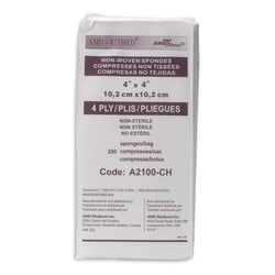 Med Vet International Amd Ritmed Non-Woven Gauze, 4in X 4in, 4 Ply, 200/Pack