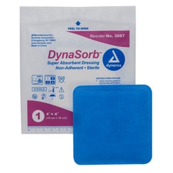 Med Vet International&nbsp;Dynarex Sterile Dynasorb Super Absorbent Dressing, Non-Adhering, 4