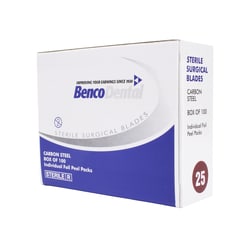 Med Vet International Benco #25 Carbon Steel Blades, Non-Sterile, 100/Box