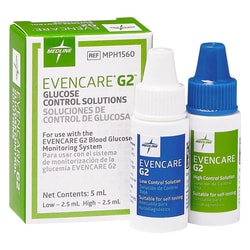Med Vet International Evencare G2 Hi Lo Glucose Control Solutions, 5mL, (Low 2.5mL, High 2.5mL) 6/Case