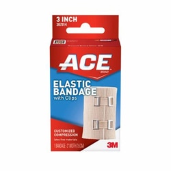Med Vet International&nbsp;Elastic Bandage 3M Ace 3 inch Width Clip Detached Closure Tan Nonsterile Standard Compression, 207314, 72/Box