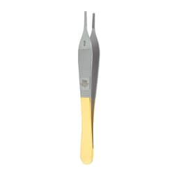 Med Vet International&nbsp;Miltex Brown-Adson Tissue Forceps, 4.75in, Tungsten Carbide, 7 X 7 Grasping Teeth, Cross Serrated Tying Platform, German, 6-124Tc