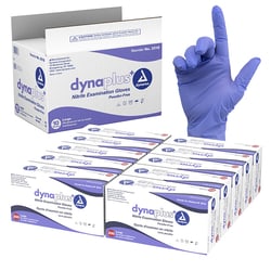 Med Vet International Dynarex Dynaplus Nitrile Exam Gloves, Large, Powder-Free, Violet, 2000/Case