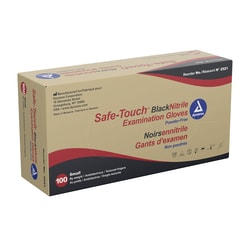 Med Vet International Dynarex Safe-Touch Nitrile Exam Gloves, Small, Powder-Free, Black, 1000/Case