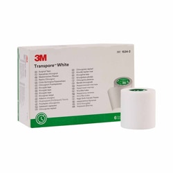 Med Vet International Medical Tape 3M Transpore White White 2 inch X 10 Yard Plastic Nonsterile, 1534-2, 6/Box