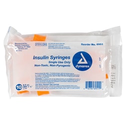 Med Vet International Dynarex insulin Syringe, 28g, 1/2