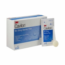 Med Vet International Skin Barrier Applicator 3M Cavilon No Sting 26 To 62% Strength Hexamethyldisiloxane / Isooctane / Acrylate Terpolymer / Polyphenylmethylsiloxane Individual Packet Sterile, 3mL, 3345, 100/Case
