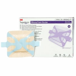 Med Vet International Foam Dressing 3M Tegaderm 2 X 2 inch With Border Film Backing Silicone Adhesive Square Sterile, 90643, 60/Case
