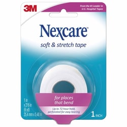 Med Vet International Perforated Medical Tape Nexcare Soft And Stretch White 1 inch X 6 Yard Fabric Nonsterile, 751, 24/Box