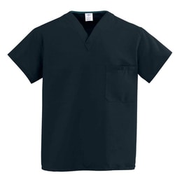 Med Vet International&nbsp;Comfortease Unisex Reversible V-Neck Scrub Top With Two Pockets, Large, Black